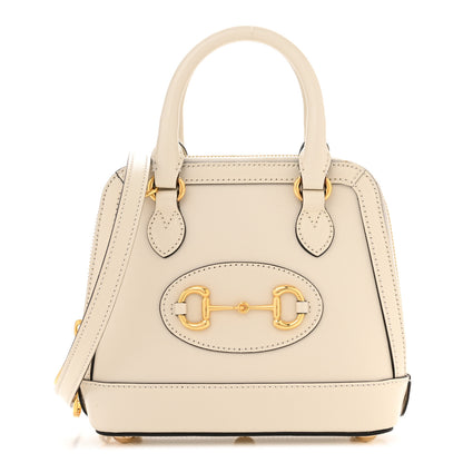 Gucci Boarded Plutone Calfskin Mini Horsebit 1955 Top Handle Bag Mystic White 1 of 12