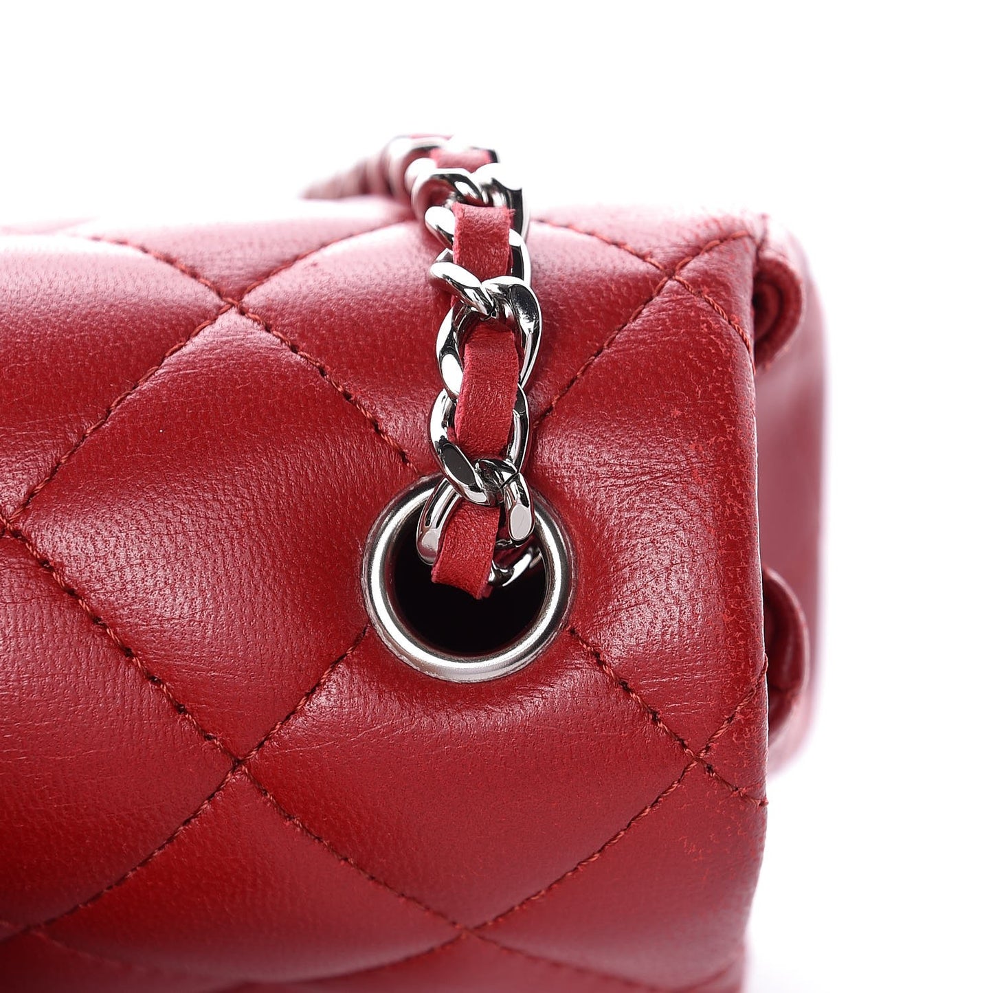 Lambskin Quilted Extra Mini Flap Red