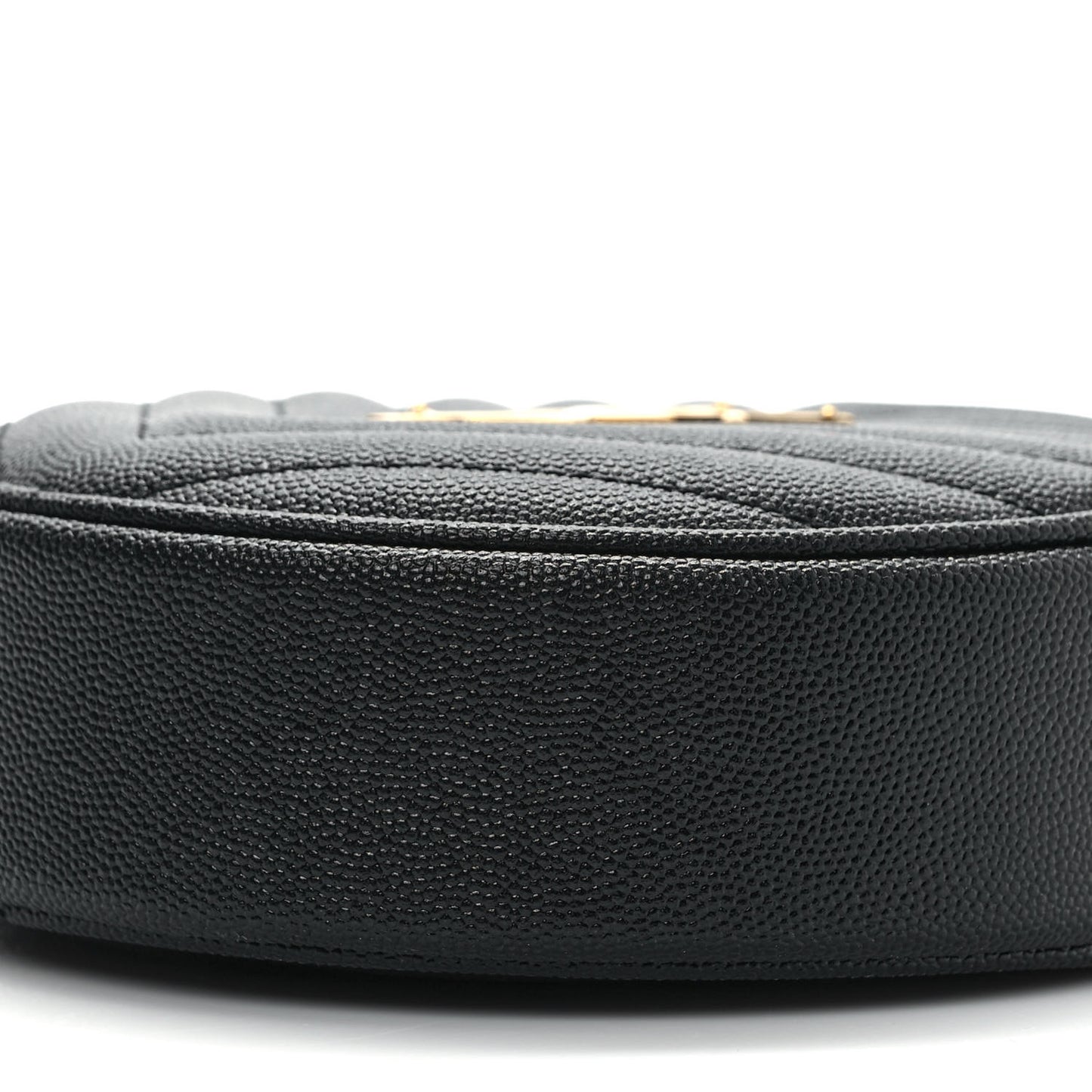 Grain De Poudre Matelasse Chevron Quilted Round Vinyle Camera Bag Black