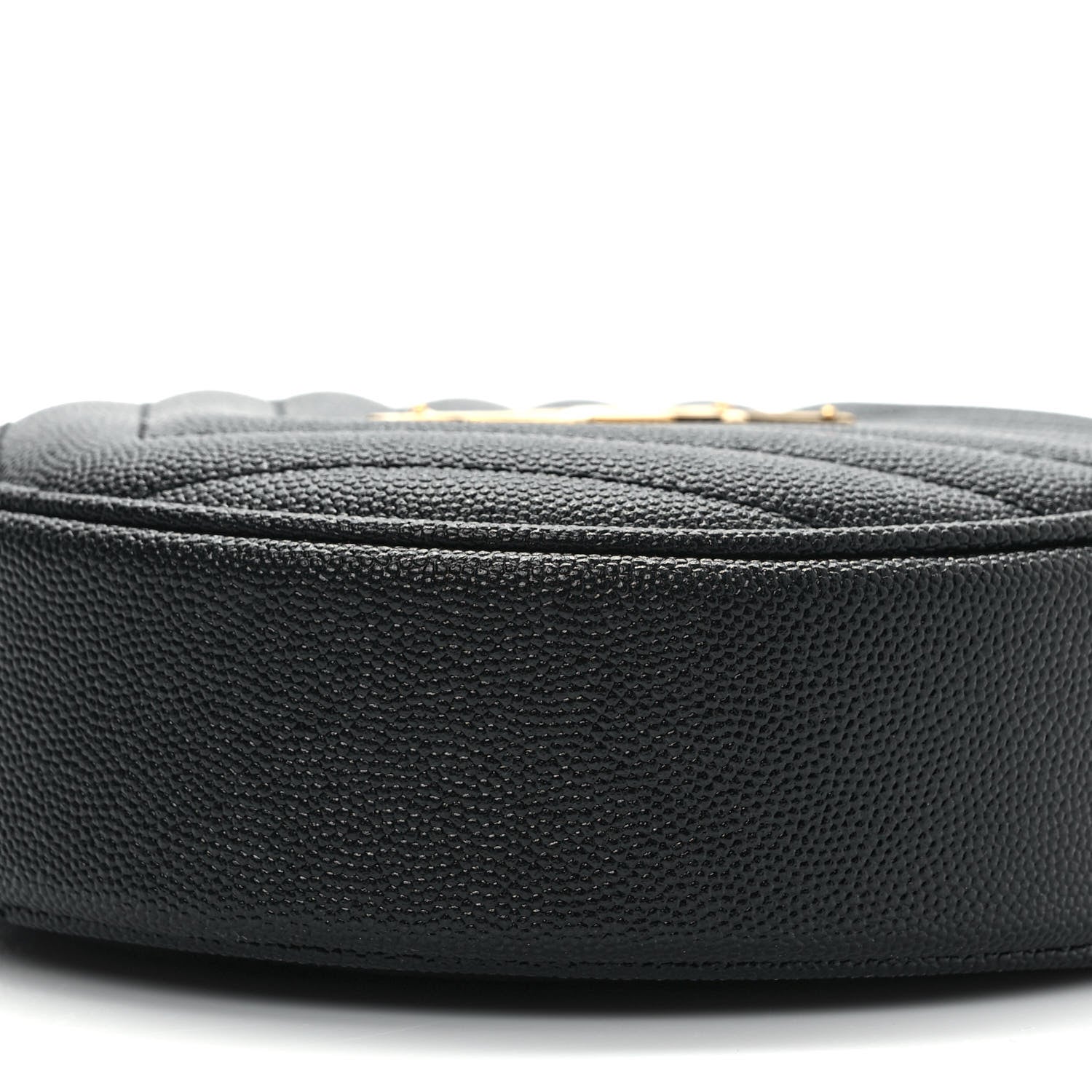 Saint Laurent Grain De Poudre Matelasse Chevron Quilted Round Vinyle Camera Bag Black 9 of 10