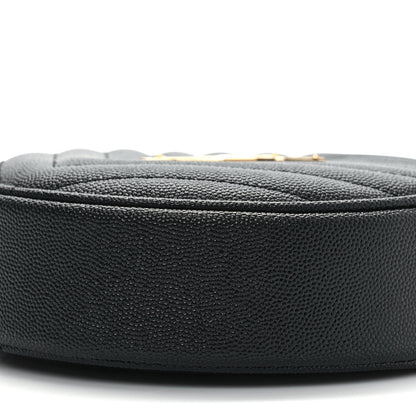 Saint Laurent Grain De Poudre Matelasse Chevron Quilted Round Vinyle Camera Bag Black 9 of 10