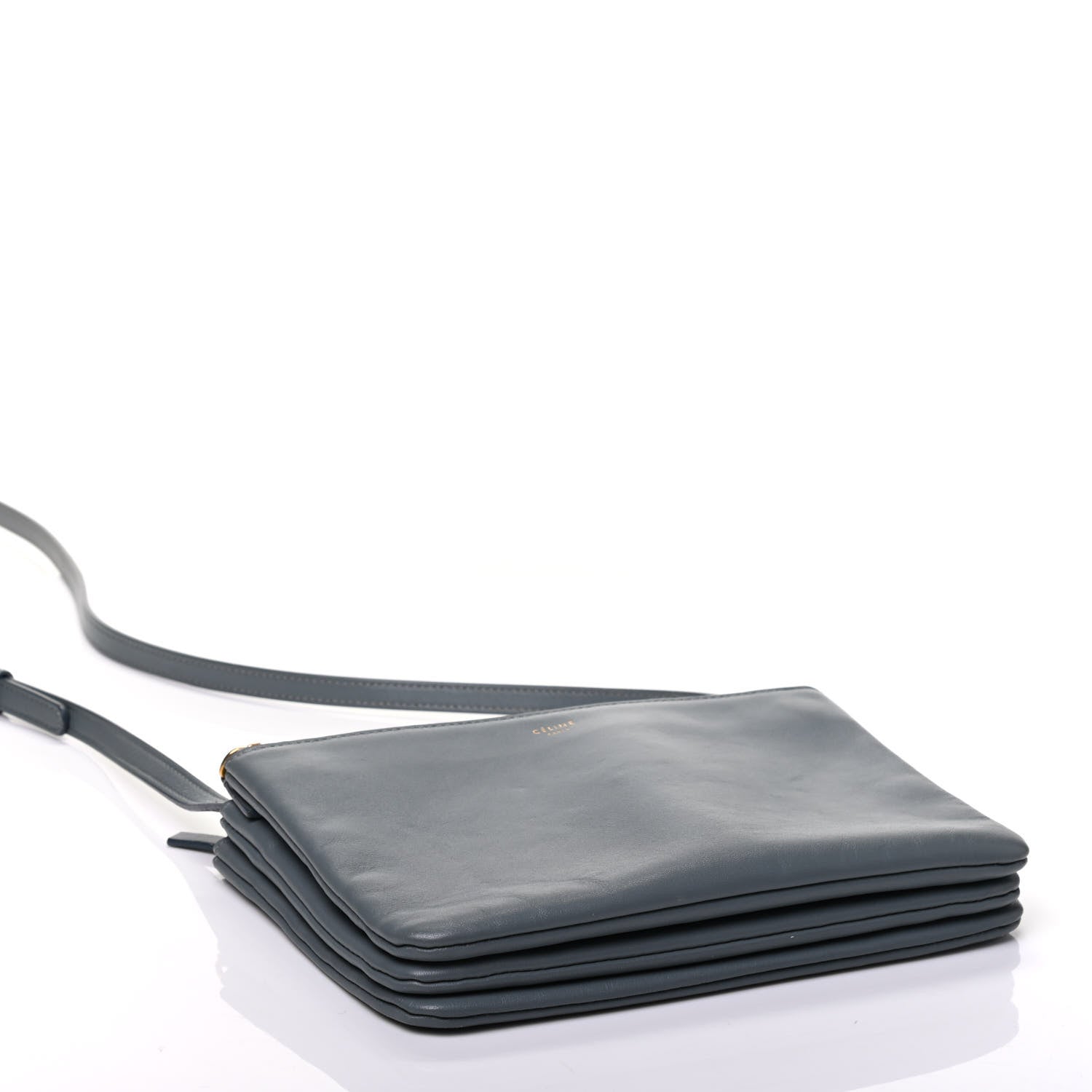 Celine Lambskin Small Trio Crossbody Bag Storm 3 of 8