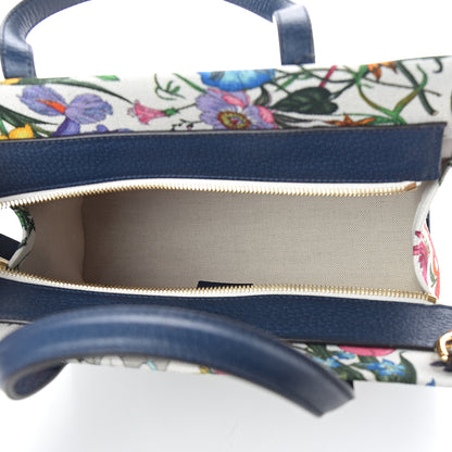 Gucci Canvas Medium Flora Tote White Multicolor Blue Agata 4 of 8