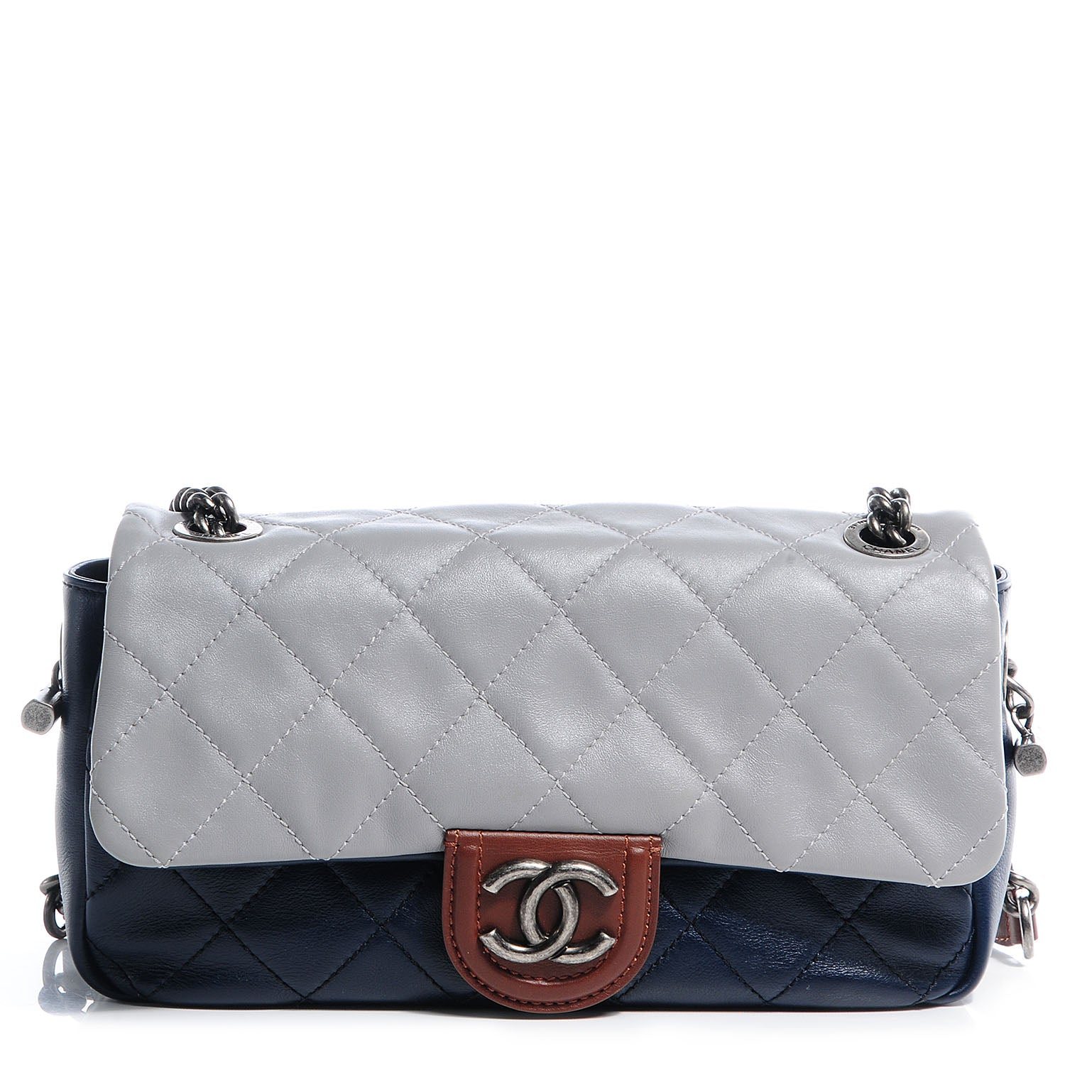 Chanel Iridescent Calfskin Tri-Color Country Chic Flap Navy Blue 1 of 8