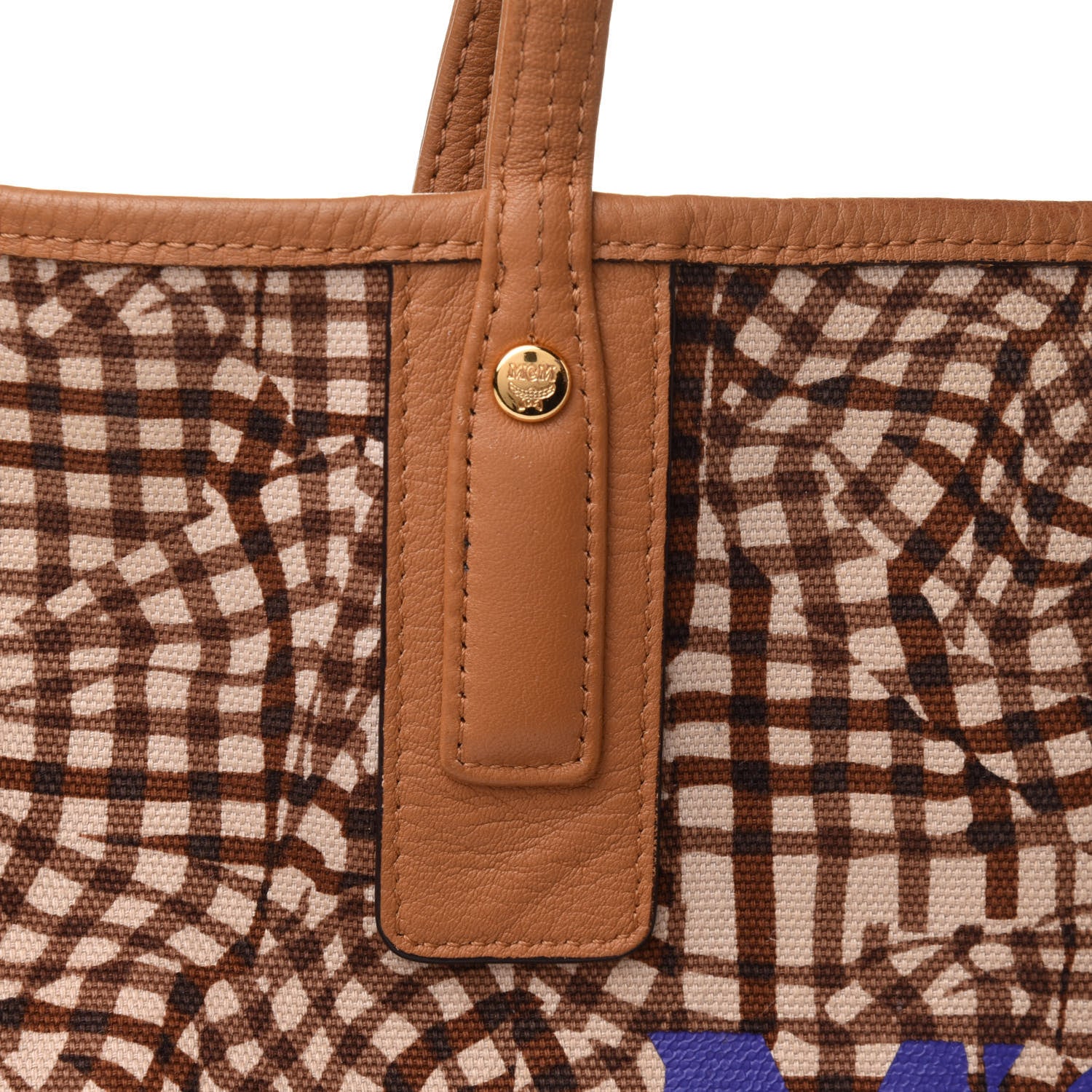MCM Visetos Large Liz Reversible Shopper Tote Cognac 16 of 17