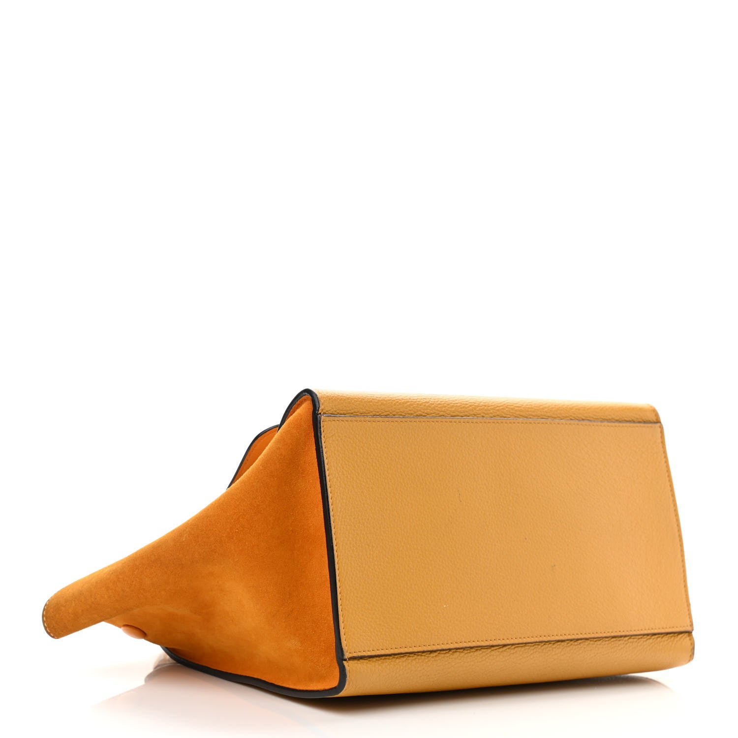 Celine Drummed Calfskin Suede Medium Trapeze Ocre 4 of 12