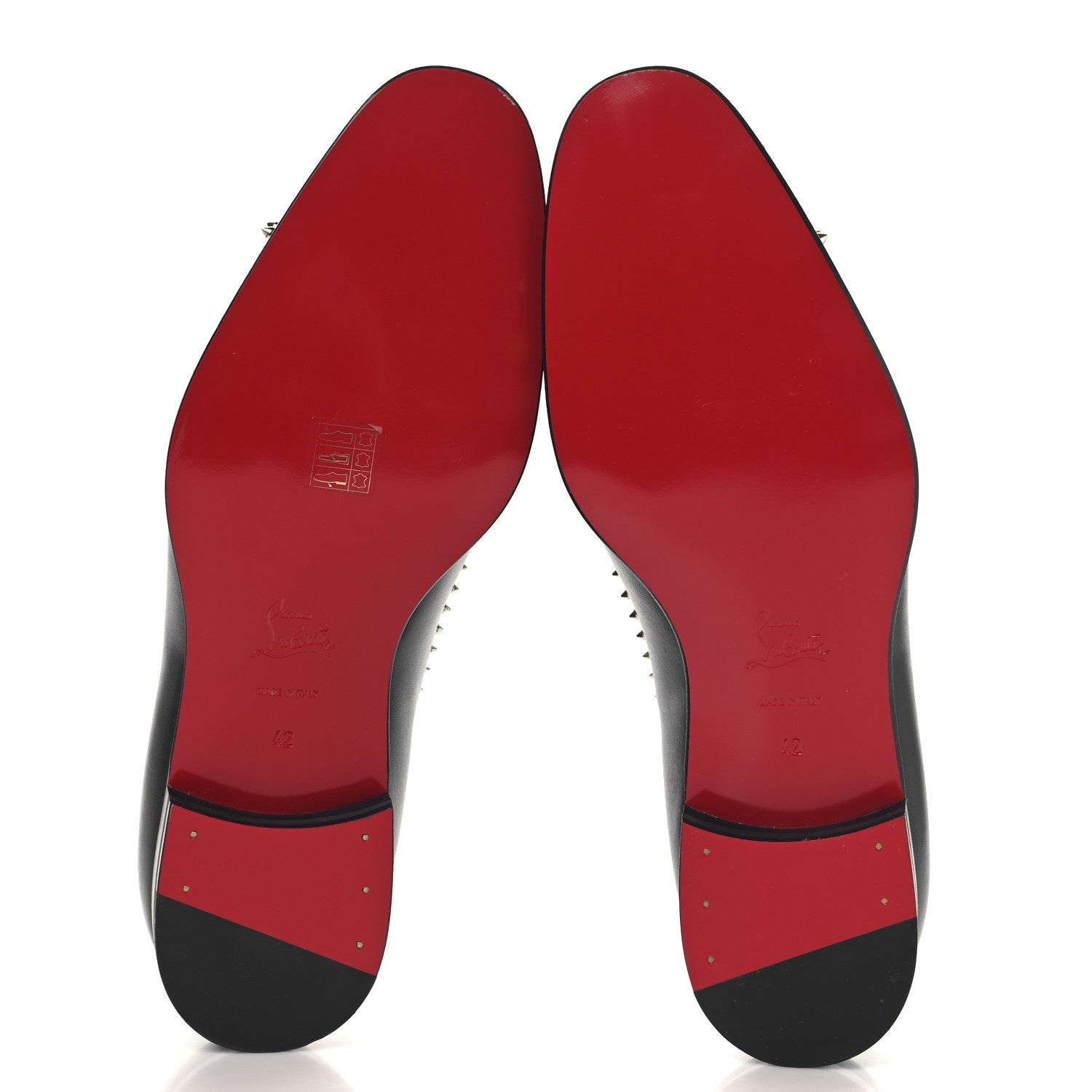 Christian Louboutin Calfskin Spike Mens Dandy Cloo Flat Loafers 43 Black Silver 6 of 8