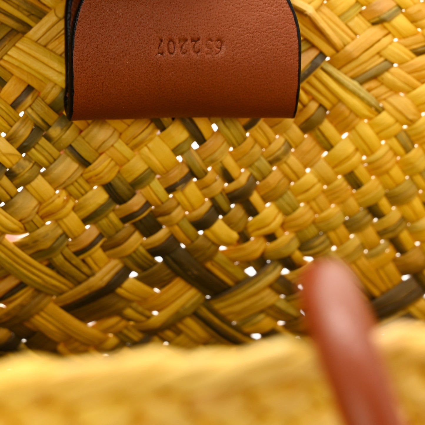 Calfskin Raffia Paulas Ibiza Small Anagram Basket Tote Bag Yellow Green