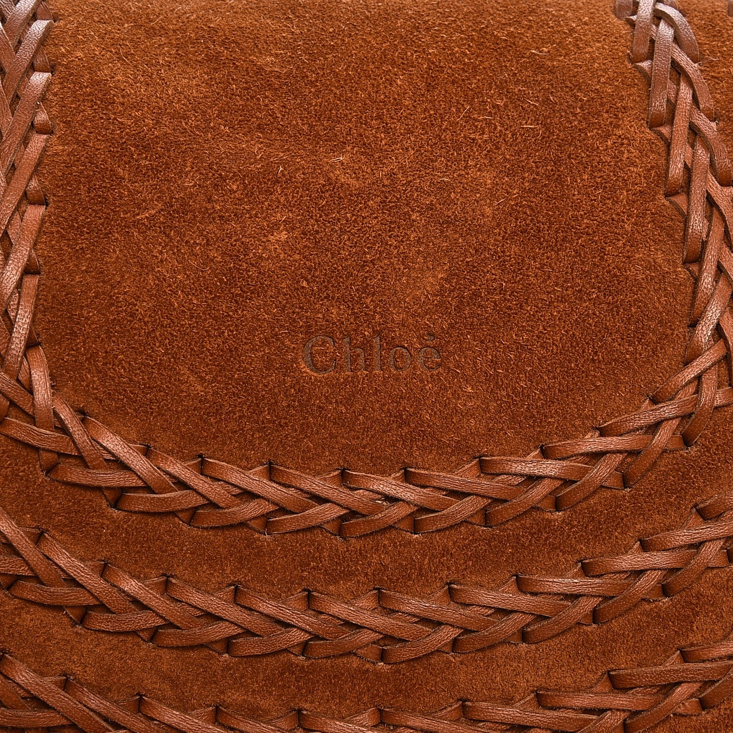 Chloe Suede Calfskin Braided Small Hudson Shoulder Bag Caramel 6 of 8