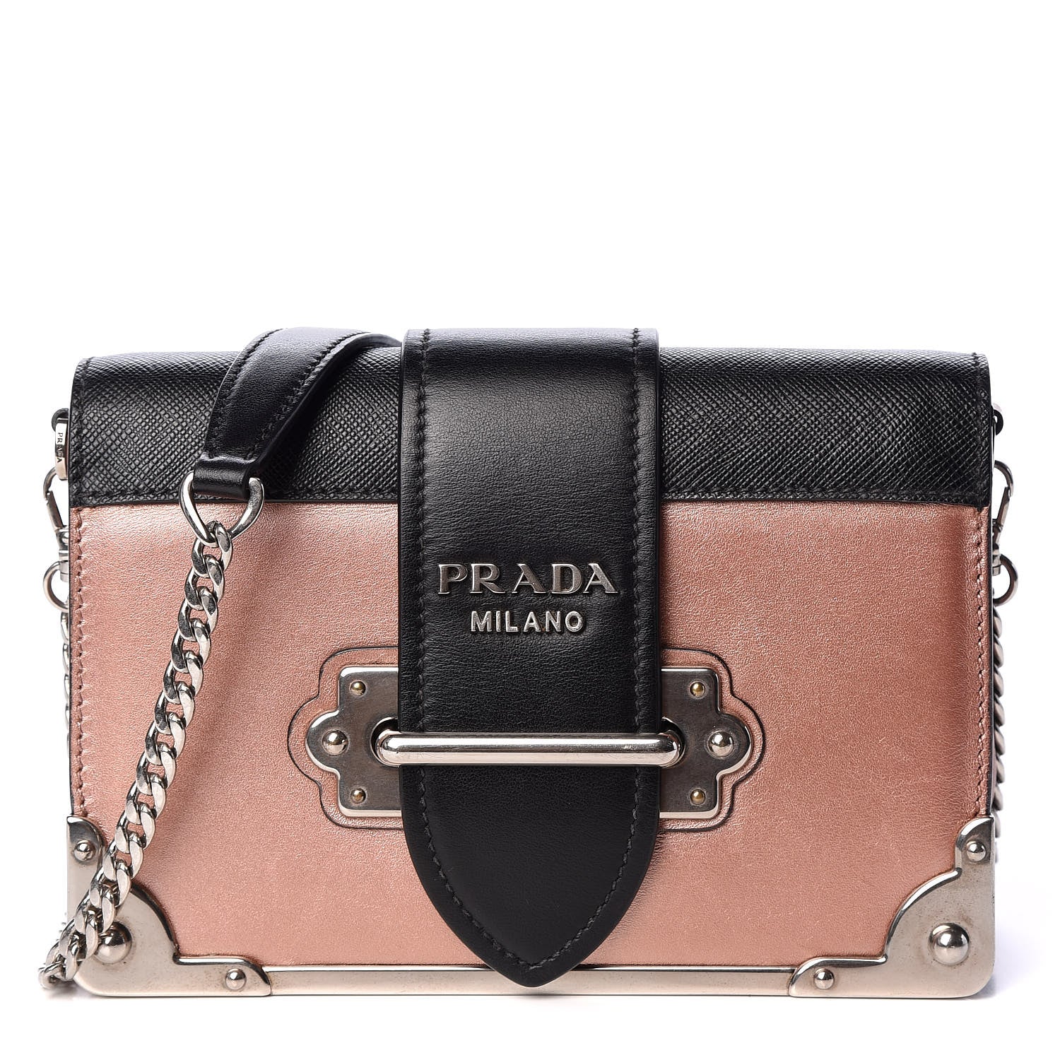 Prada Metallic City Calf Saffiano Cahier Bag Antico Mordore Black 1 of 8