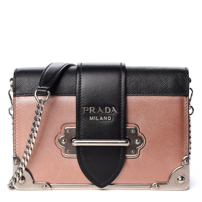 Prada Metallic City Calf Saffiano Cahier Bag Antico Mordore Black 1 of 8