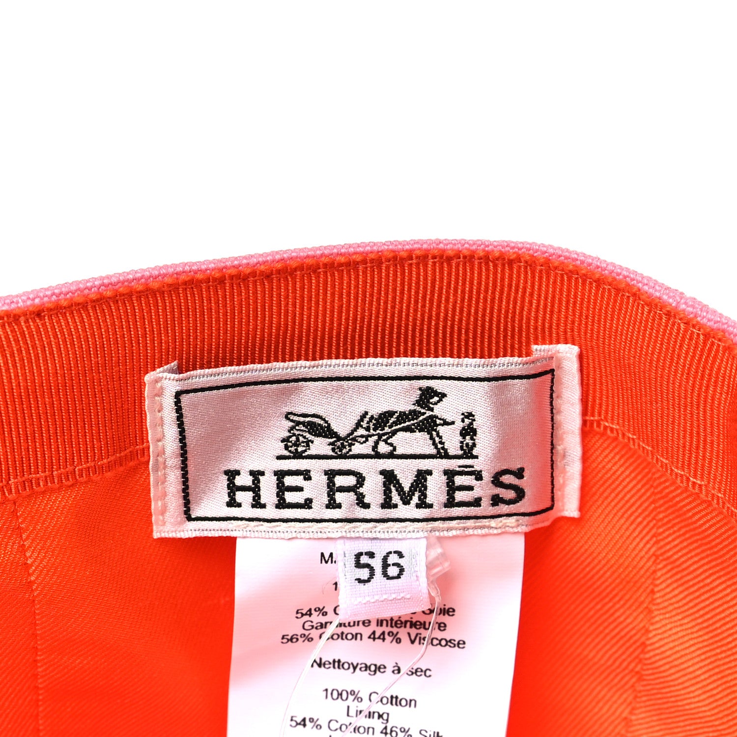 Hermes Cotton Davis Sunshine Hat 56 Rose 7 of 7