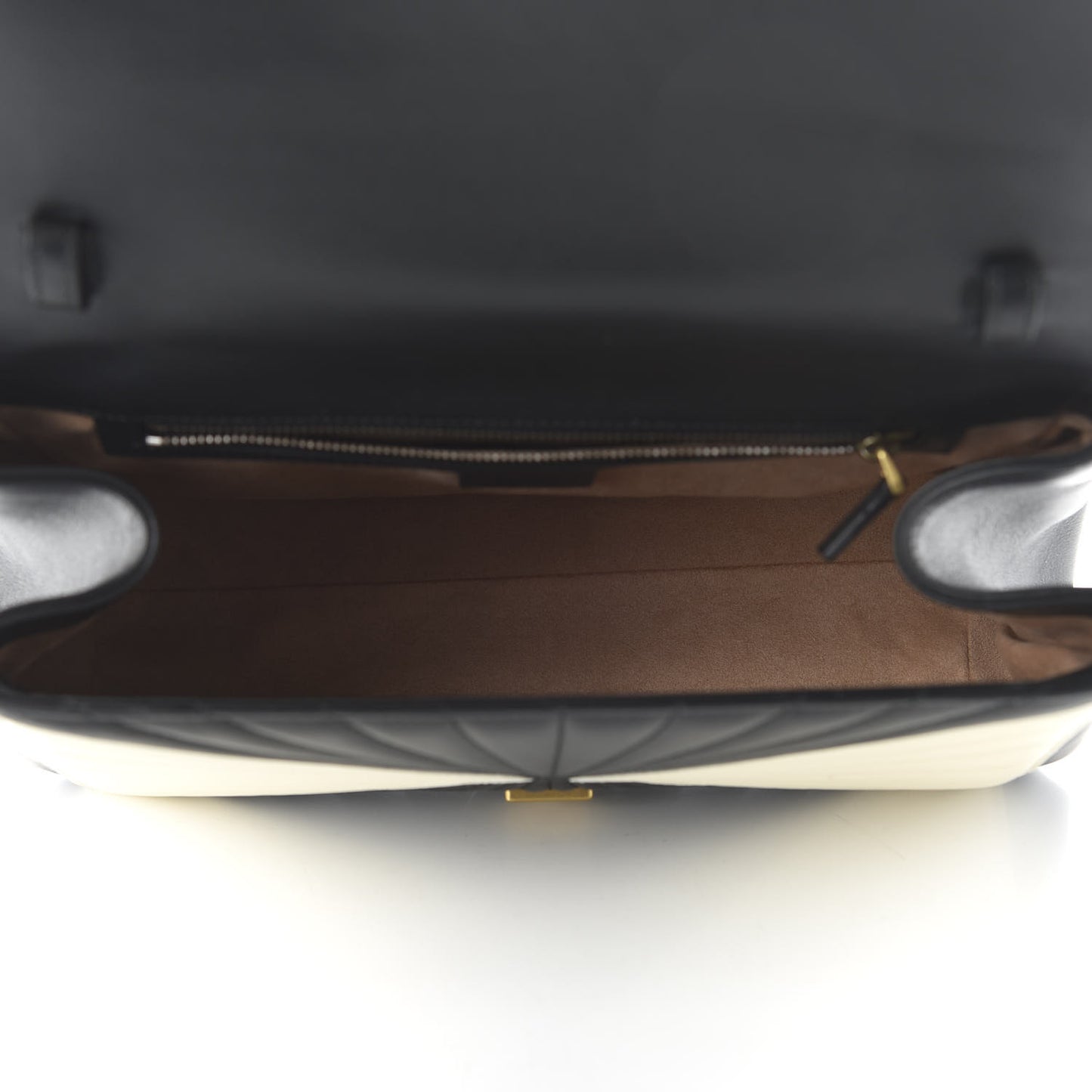 Calfskin Bamboo Trapuntata Queen Margaret Top Handle Bag Mystic White Black