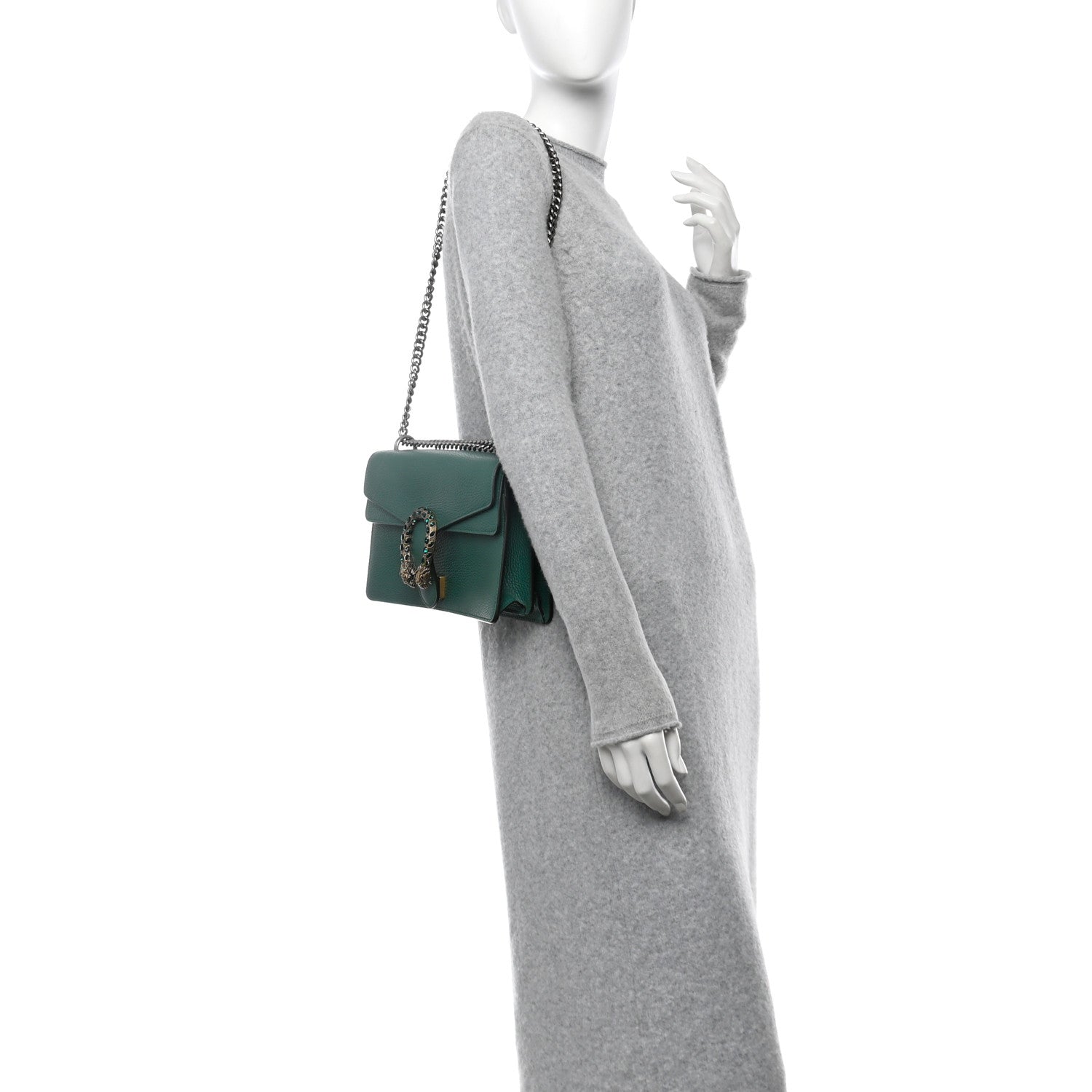 Gucci Dollar Calfskin Crystal Small Dionysus Shoulder Bag Emerald 2 of 12