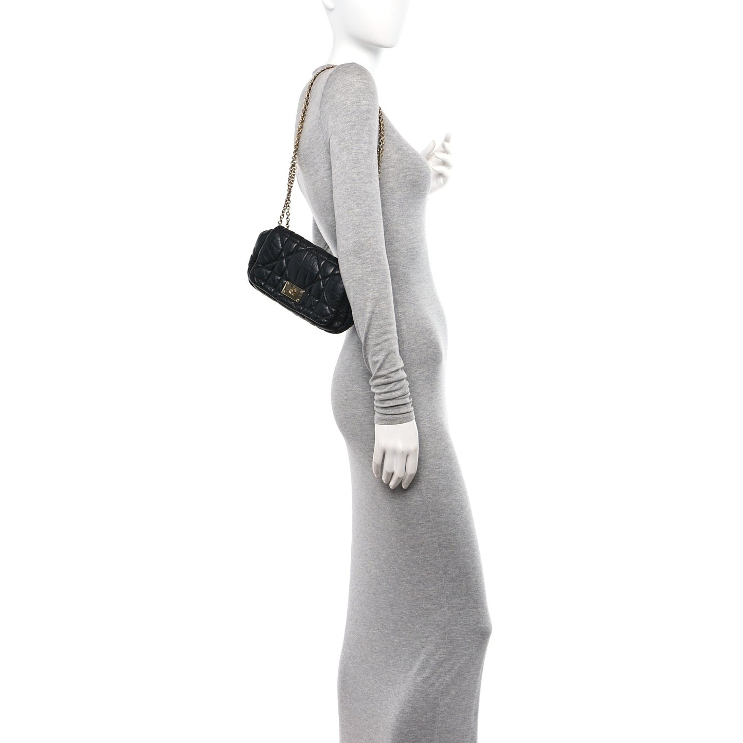 Lambskin Cannage Milly La Foret Shoulder Bag Black
