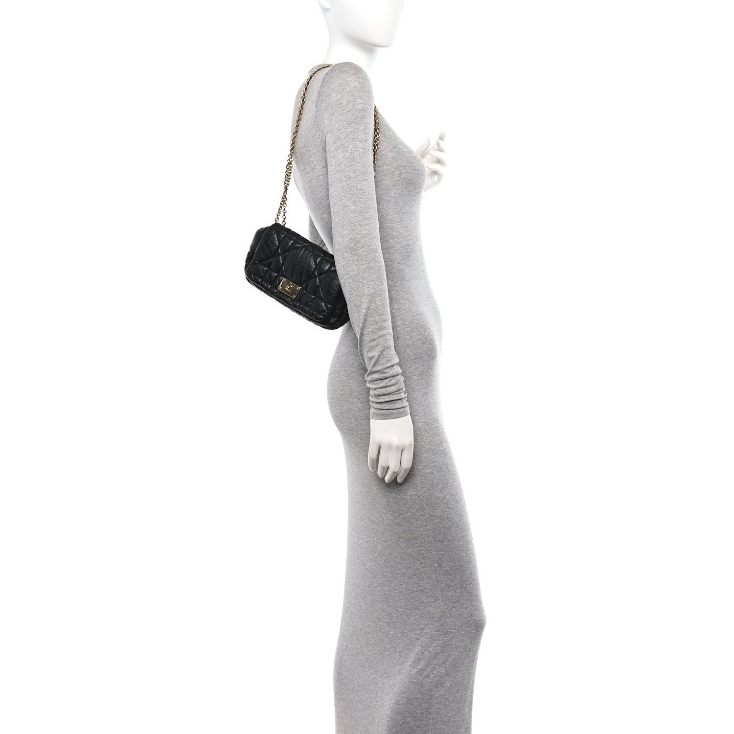 Christian Dior Lambskin Cannage Milly La Foret Shoulder Bag Black 2 of 11