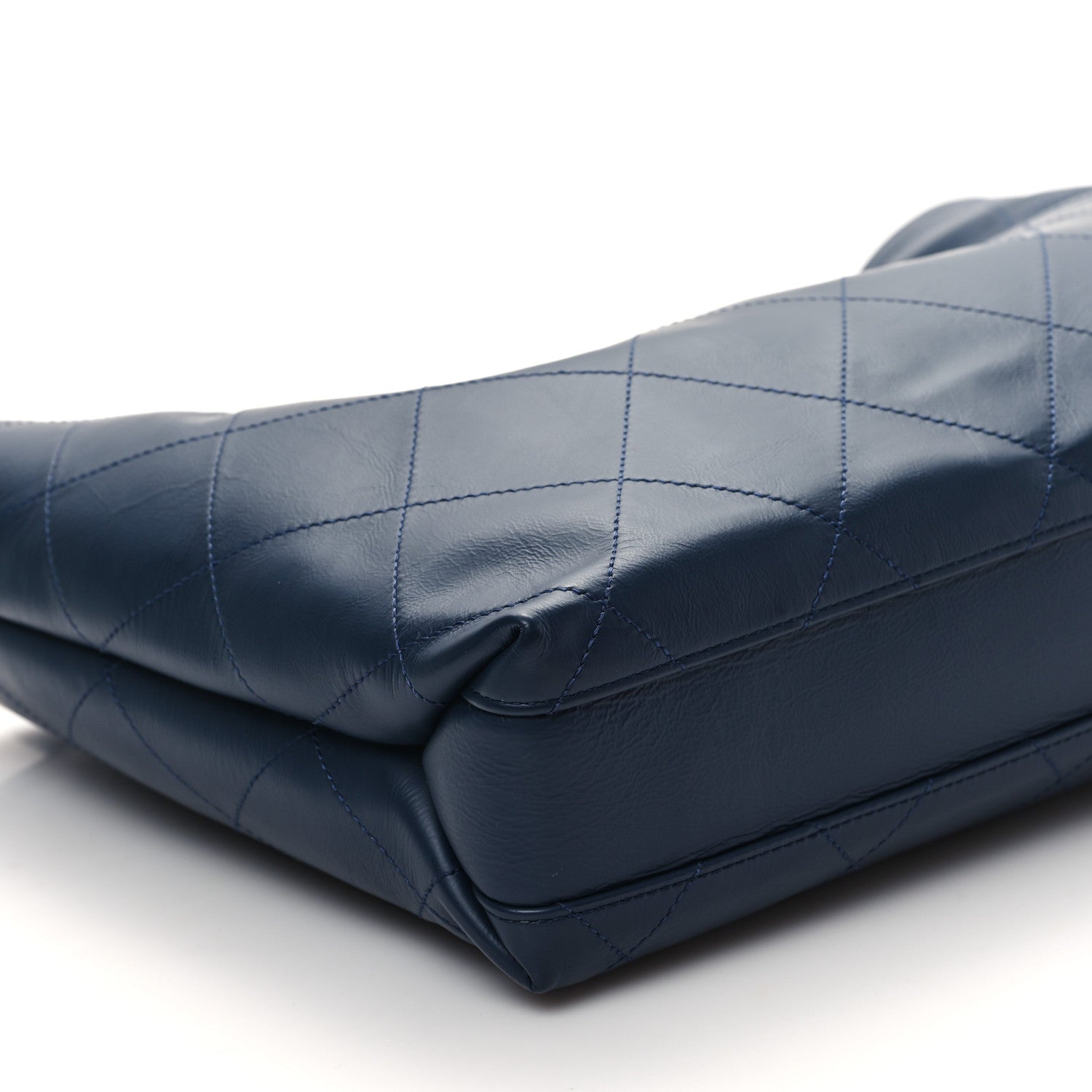Chanel Glazed Calfskin Stitched Shopping Tote Blue 6 of 11