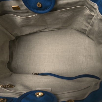 Chanel Cotton Medium Deauville Tote Blue White 6 of 12