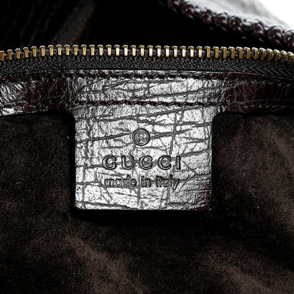 Gucci Ostrich Large Horsebit Chain Hobo Brown 6 of 7