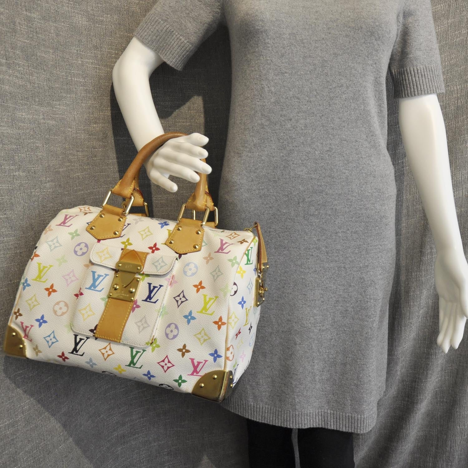 Louis Vuitton Monogram Multicolor Speedy 30 White 3 of 10