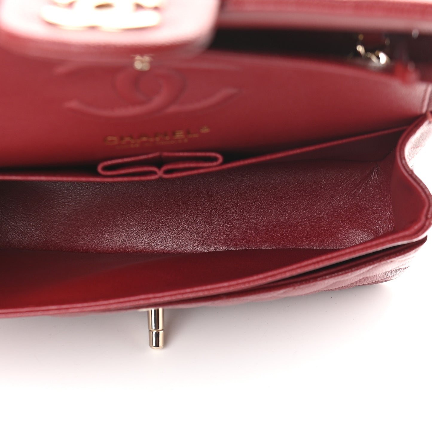 Caviar Quilted Small Double Flap Burgundy