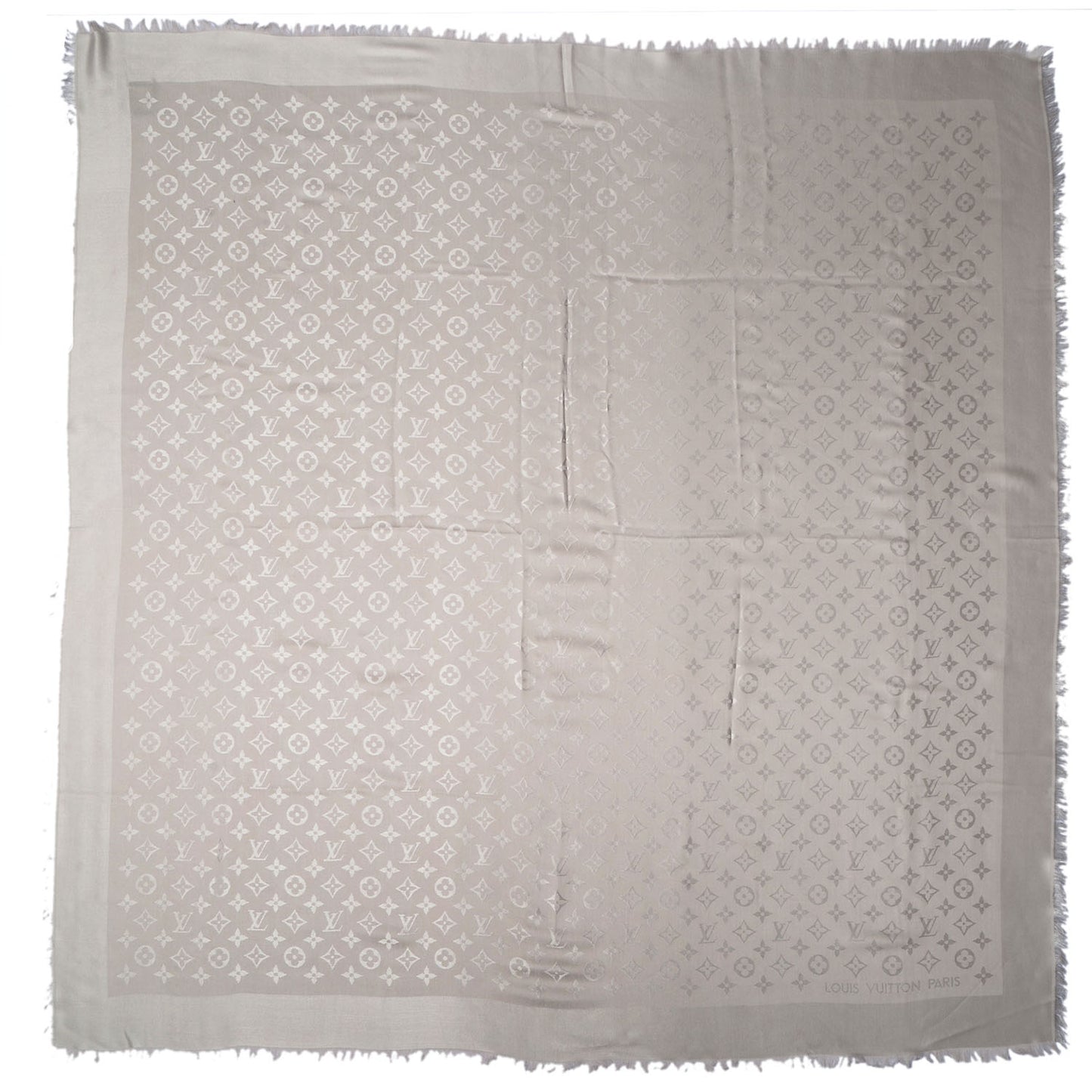 Silk Wool Monogram Shawl Beige