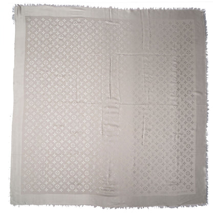 Louis Vuitton Silk Wool Monogram Shawl Beige 3 of 5