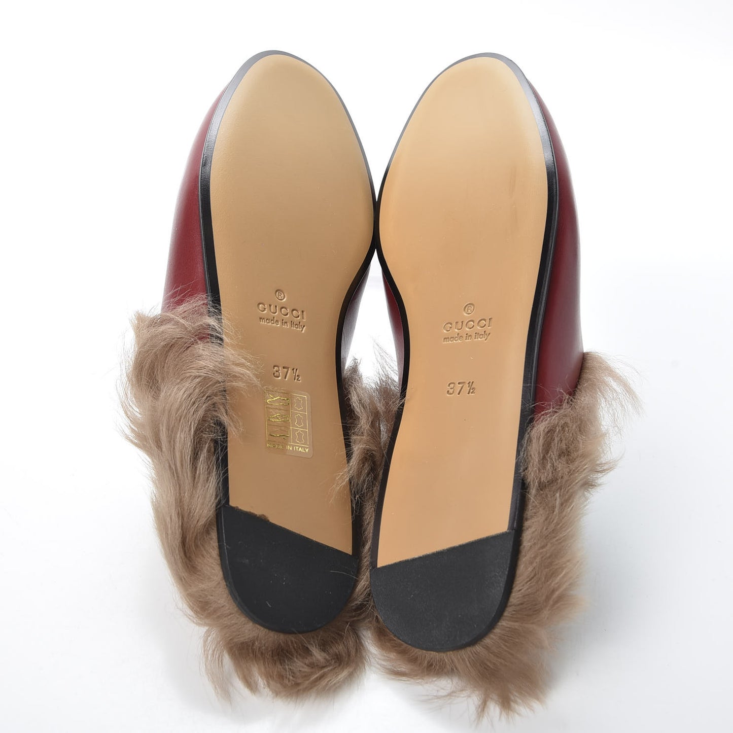 Betis Glamour Calfskin Fur Womens Princetown Slippers 37.5 Hibiscus Red Naturale