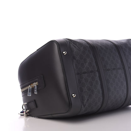 Gucci Soft GG Supreme Monogram Appia Calfskin Web Large Carry On Duffle Bag Black Grey 5 of 11