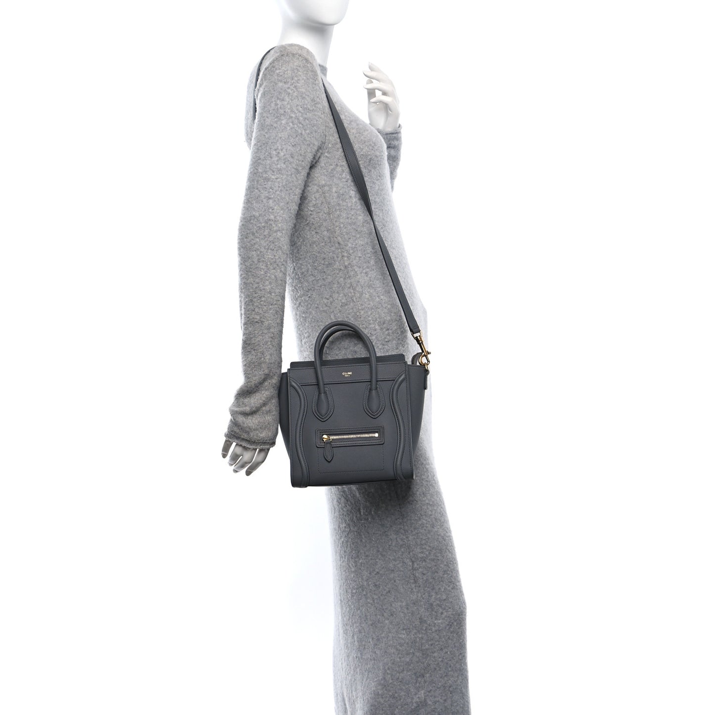 Drummed Calfskin Nano Luggage Kohl