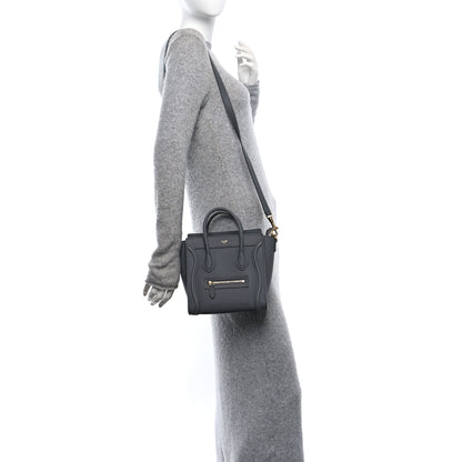 Celine Drummed Calfskin Nano Luggage Kohl 2 of 14