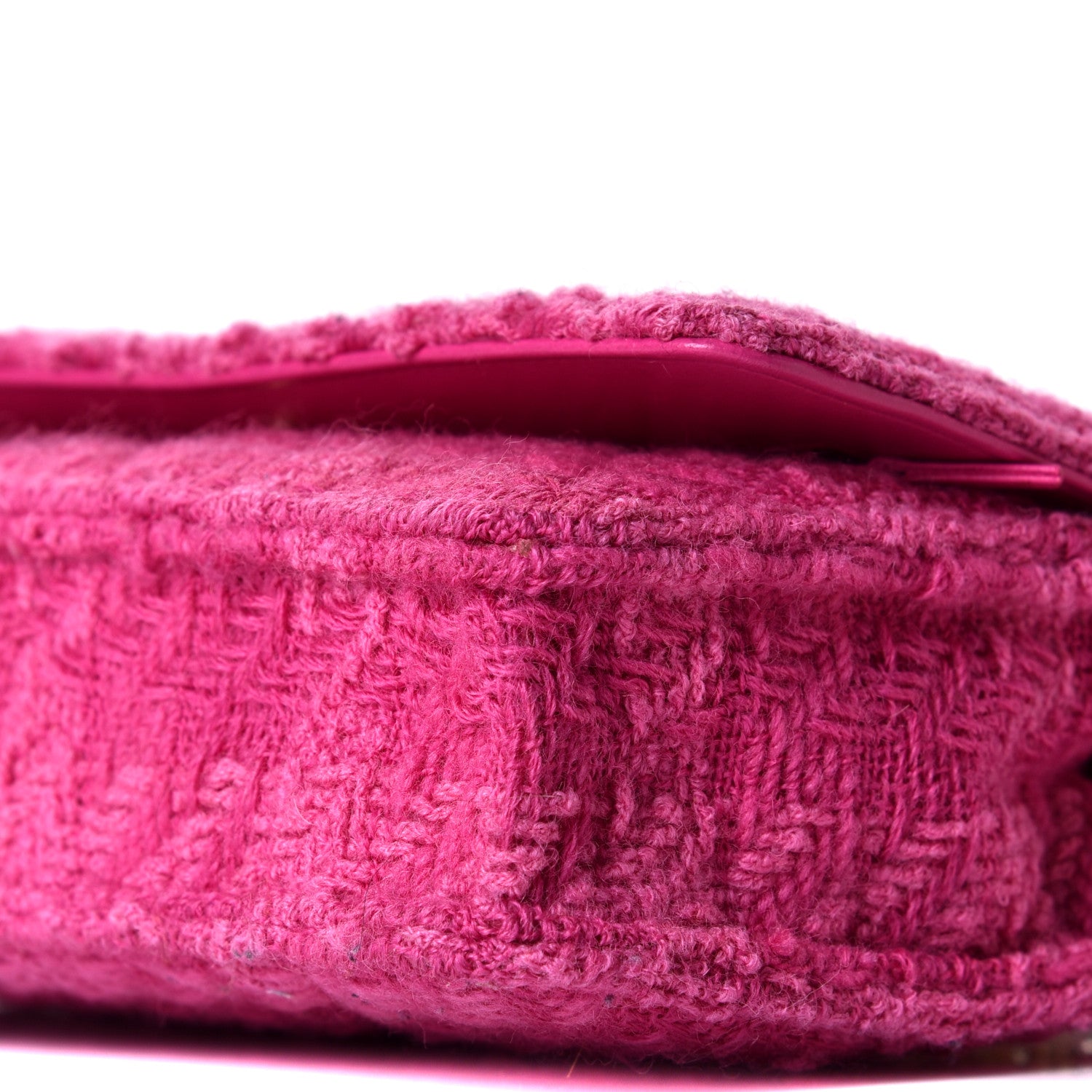 Chanel Wool Tweed Lambskin Quilted Chanel 19 Wallet On Chain WOC Fuchsia 9 of 10