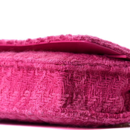 Chanel Wool Tweed Lambskin Quilted Chanel 19 Wallet On Chain WOC Fuchsia 9 of 10