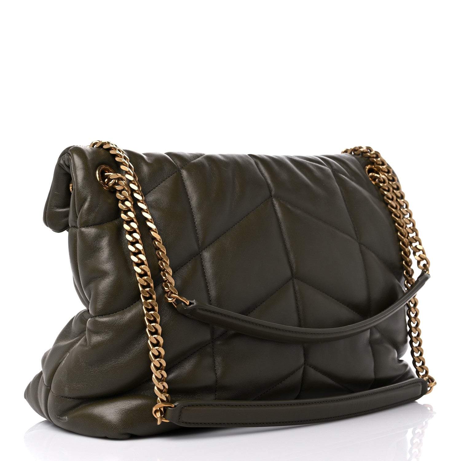 Saint Laurent Lambskin Quilted Medium Loulou Puffer Monogram Chain Satchel Seaweed 3 of 12