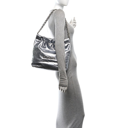 Chanel Metallic Calfskin Quilted Small Chanel 22 Silver 2 of 10