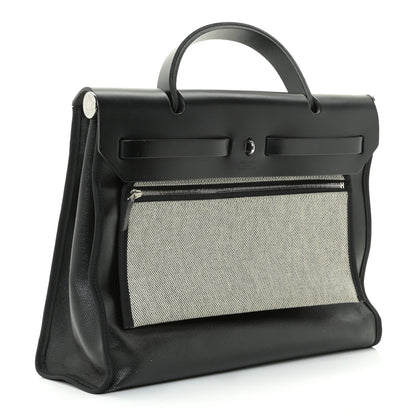 Hermes Toile H Berline Vache Hunter Herbag Zip PM 31 Black Ecru 2 of 13