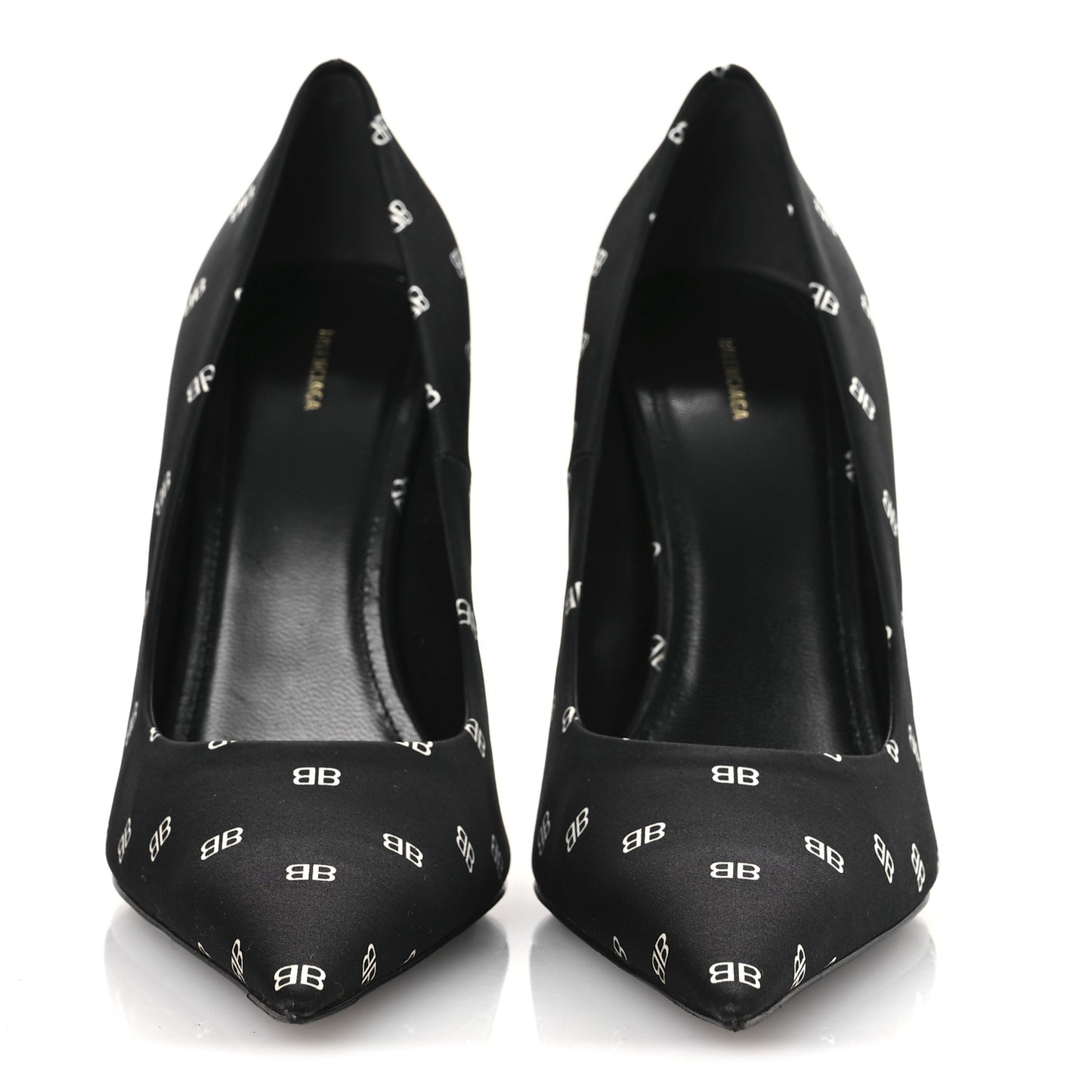 Crepe Satin BB Allover Logo Knife 100mm Pumps 39.5 Black