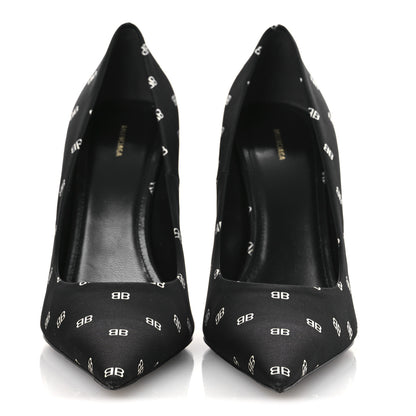 Balenciaga Crepe Satin BB Allover Logo Knife 100mm Pumps 39.5 Black 3 of 11