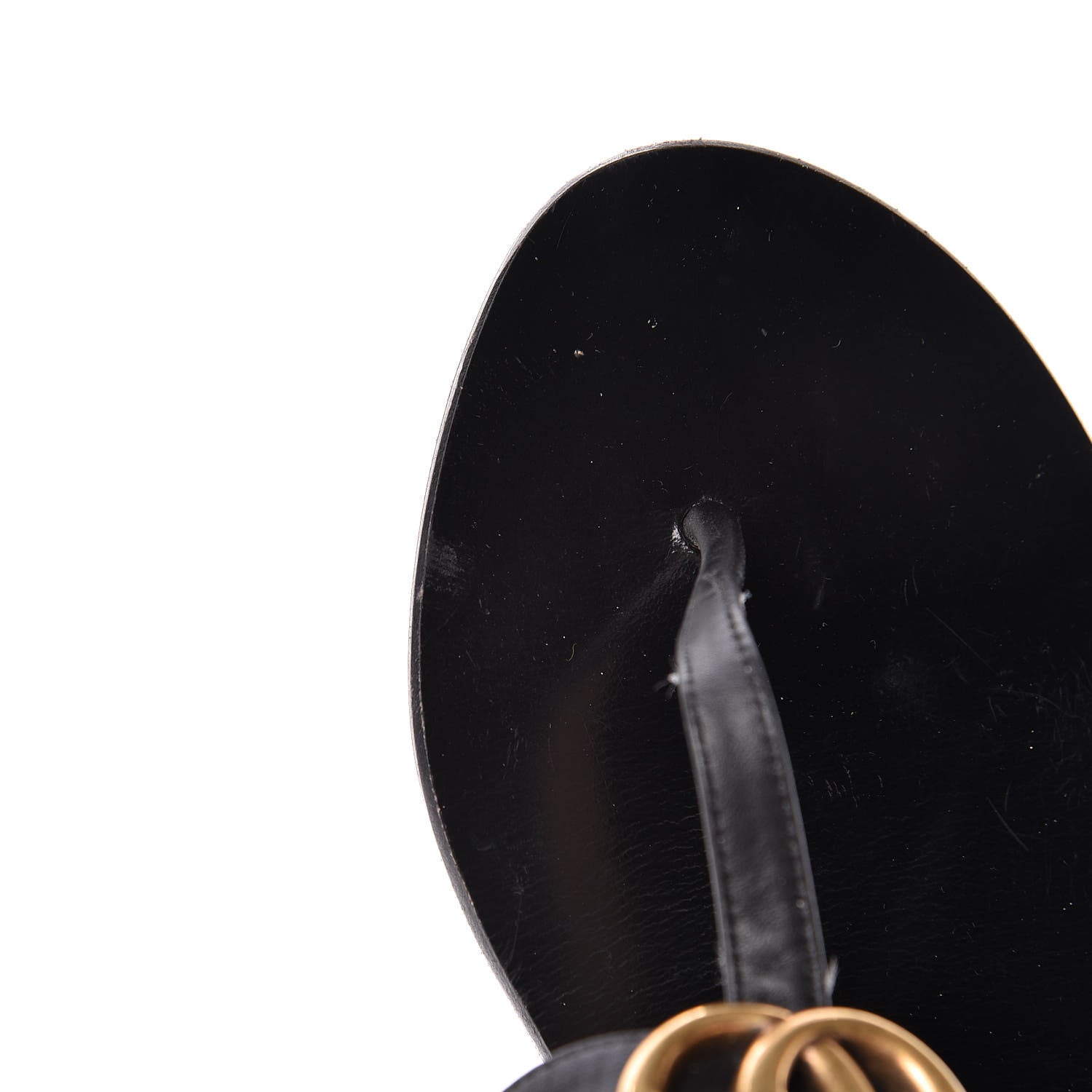 Gucci Calfskin GG Marmont Thong Sandals 36.5 Black 10 of 17