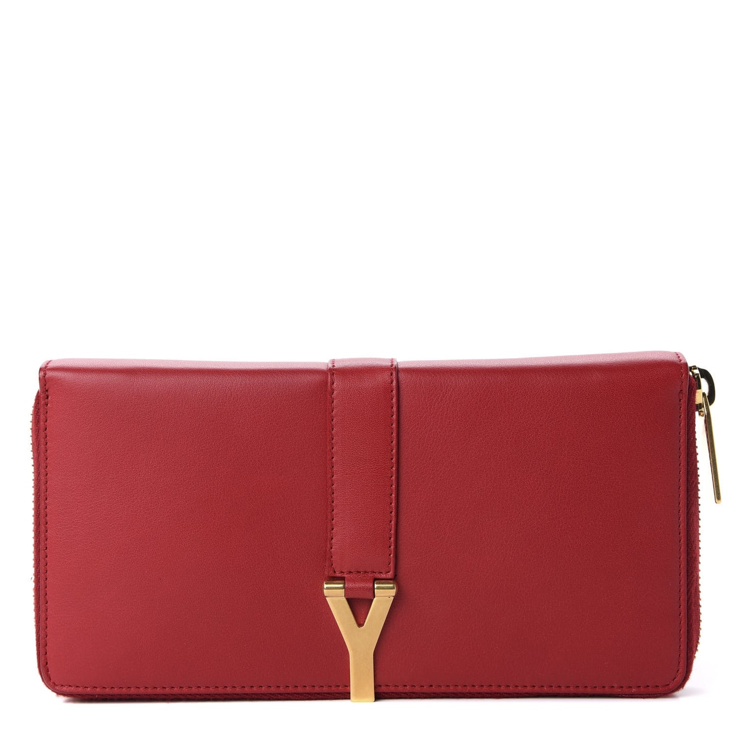 Calfskin Classic Y Ligne Zip Around Wallet Red
