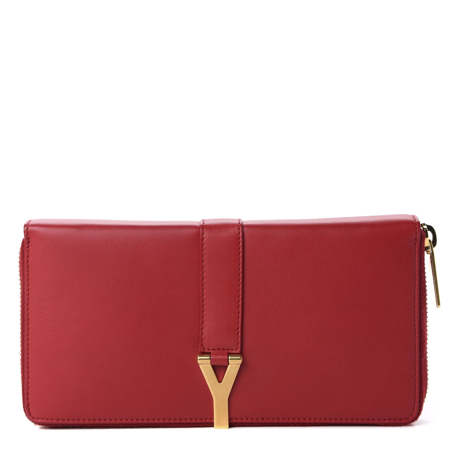 Saint Laurent Calfskin Classic Y Ligne Zip Around Wallet Red 1 of 7