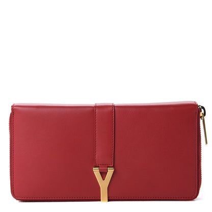 Saint Laurent Calfskin Classic Y Ligne Zip Around Wallet Red 1 of 7