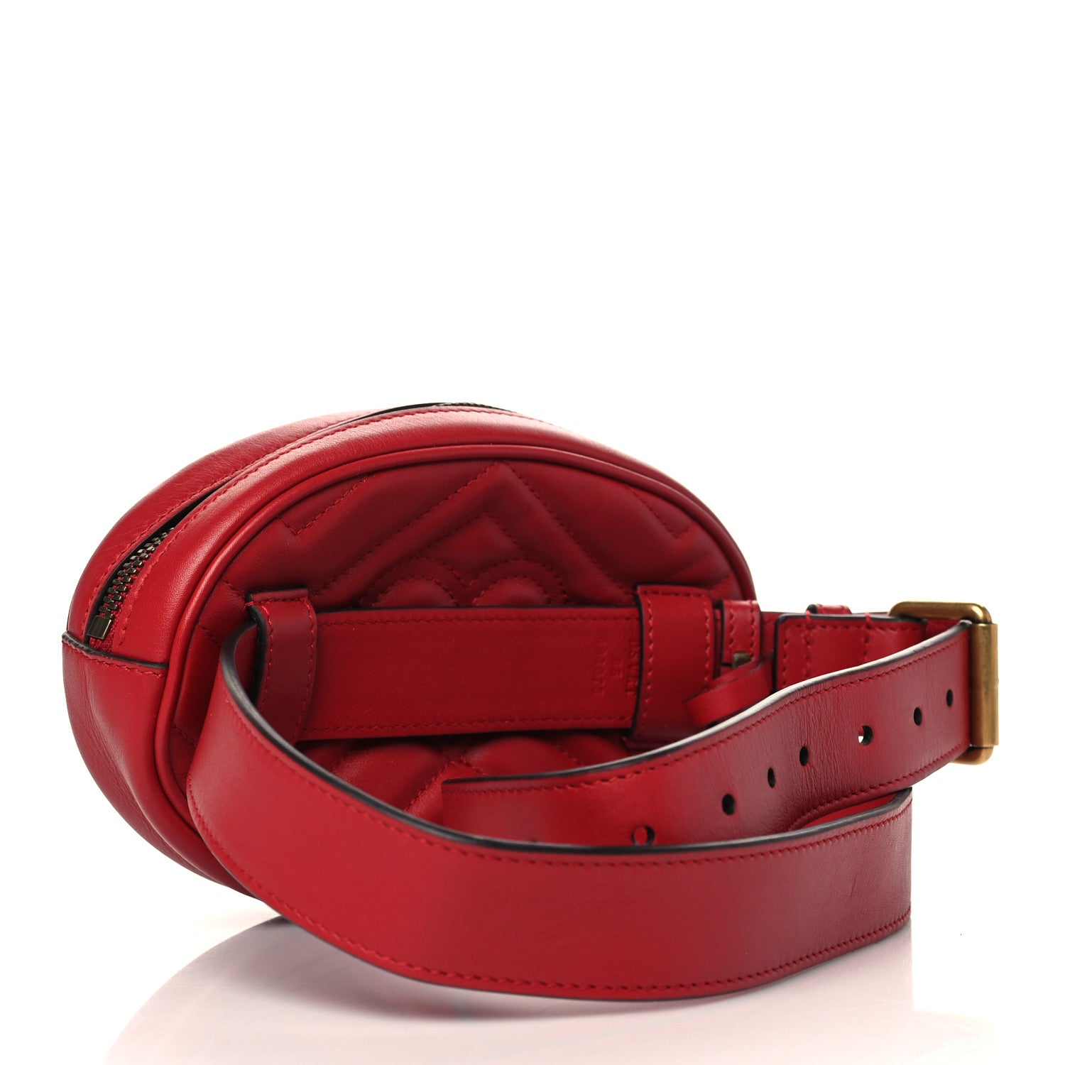 Gucci Calfskin Matelasse GG Marmont Belt Bag 85 34 Hibiscus Red 2 of 5