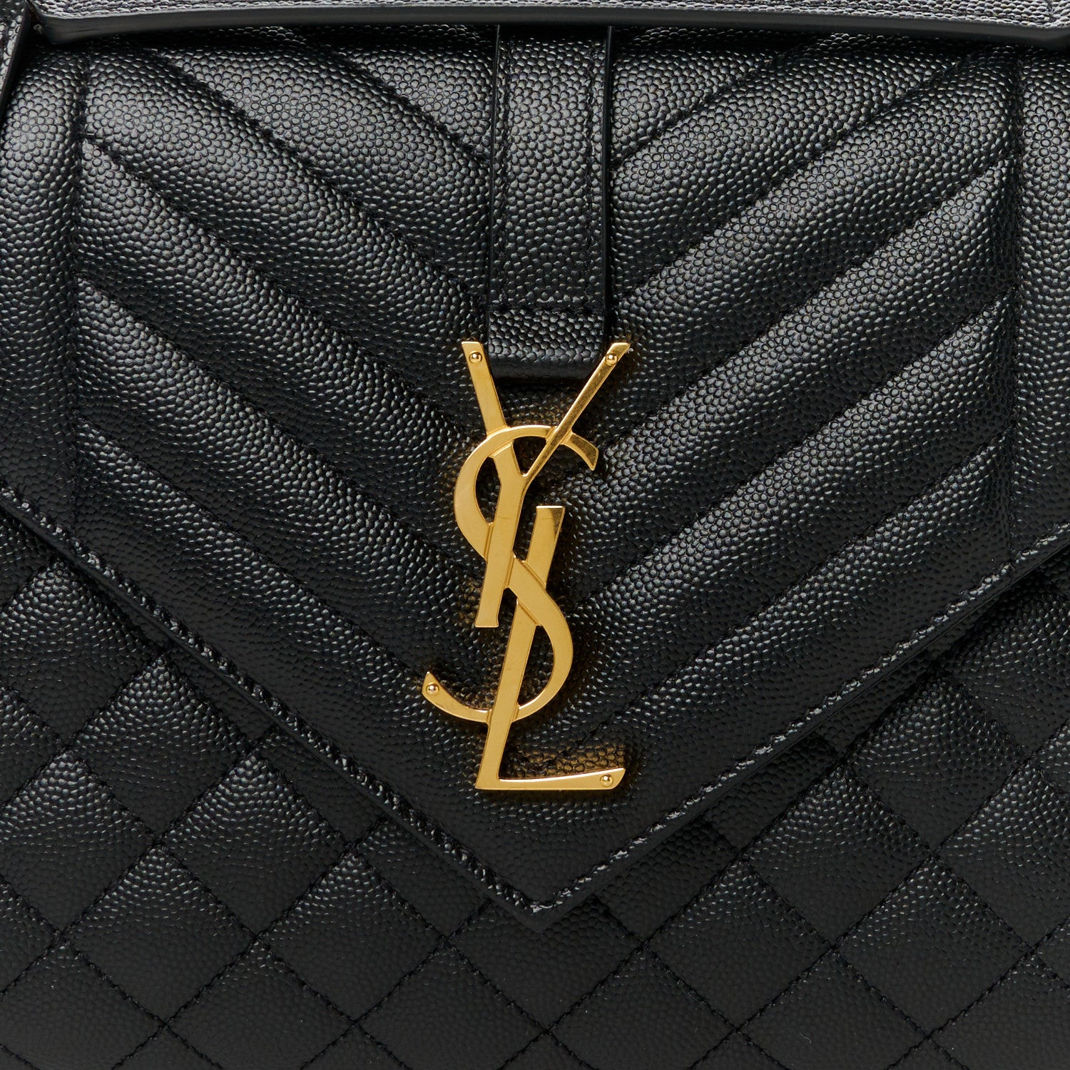 Saint Laurent Grain De Poudre Textured Mixed Matelasse Triquilt Medium Monogram Satchel Black 8 of 10