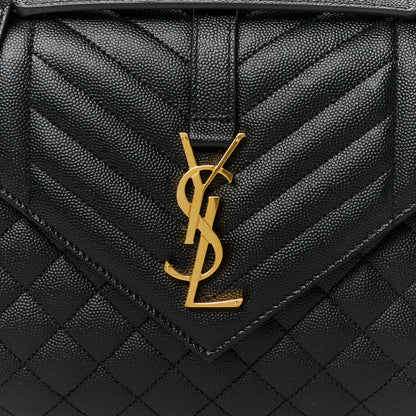 Saint Laurent Grain De Poudre Textured Mixed Matelasse Triquilt Medium Monogram Satchel Black 8 of 10