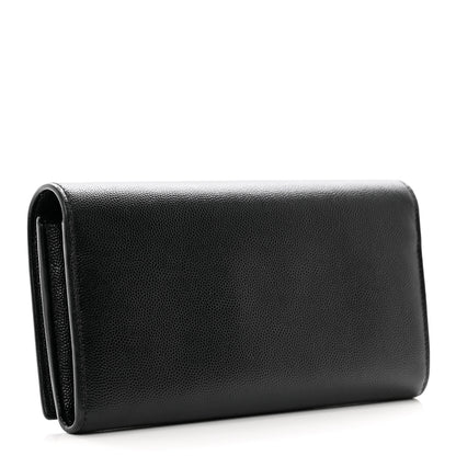 Saint Laurent SAINT LAURENT Grain De Poudre Classic Monogram Cassandre Wallet Black 3 of 8