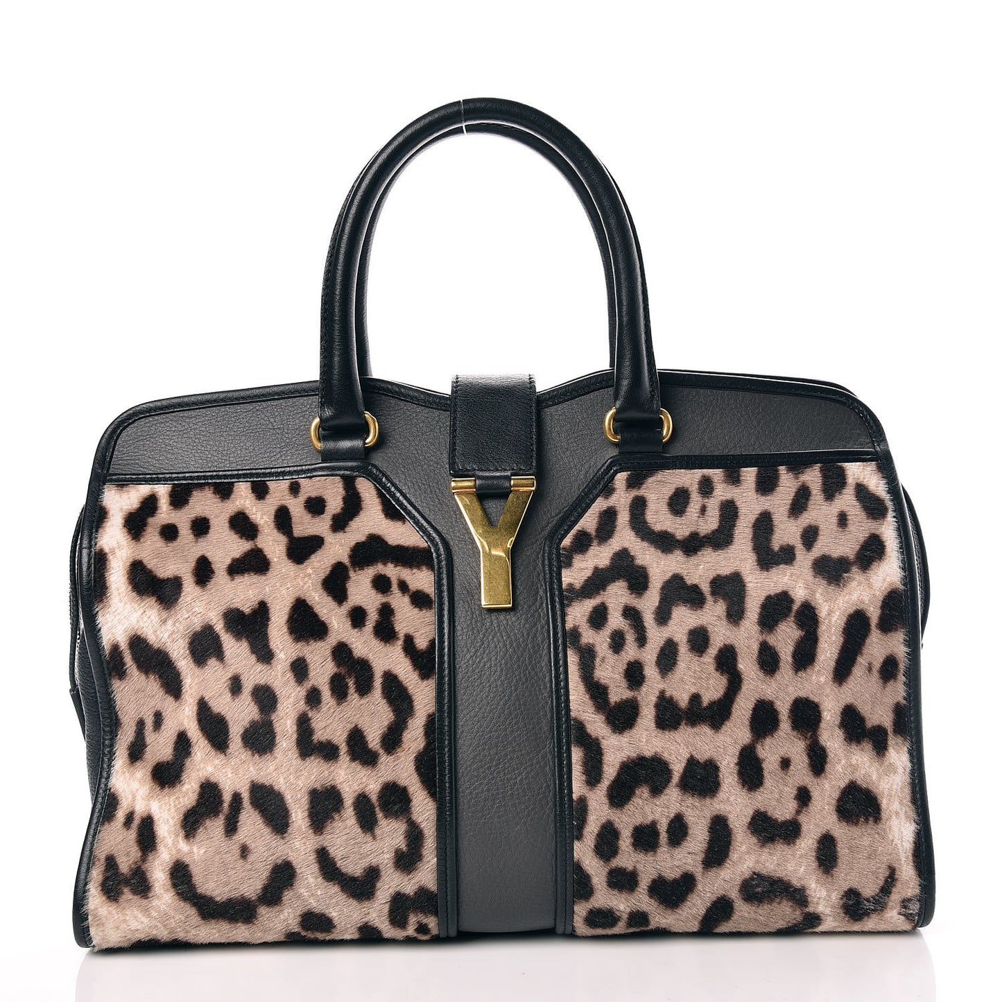 Pony Hair Calfskin Leopard Print Medium Cabas Chyc Black
