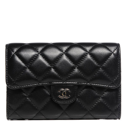 Chanel Lambskin Quilted Small Flap Wallet Black 1 of 8
