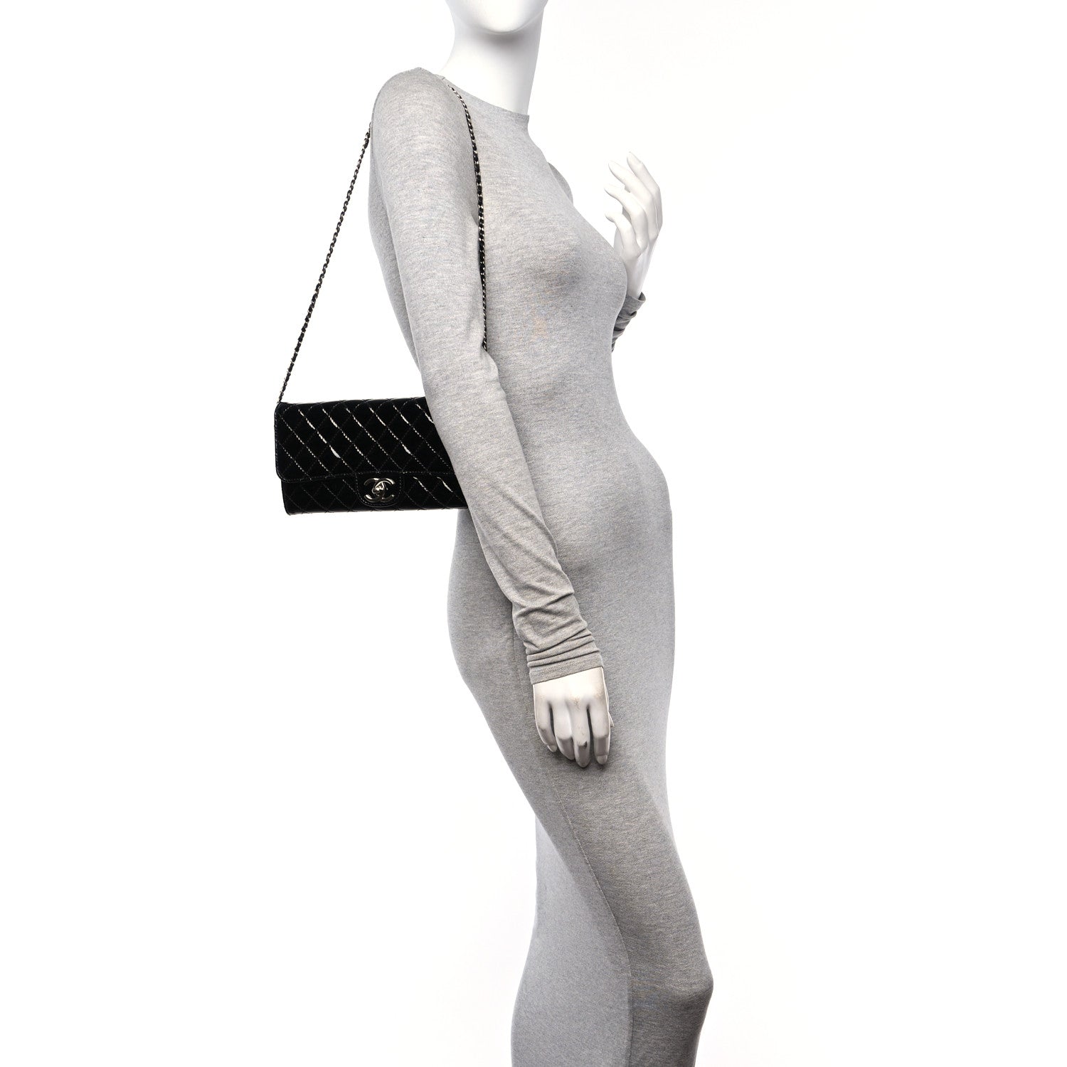Chanel Patent Calfskin Quilted Flap Clutch With Chain Black 2 of 12