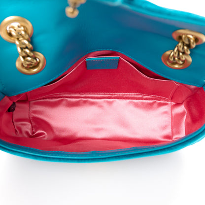 Gucci Velvet Matelasse Mini GG Marmont Shoulder Bag Pavone Cyan 5 of 14